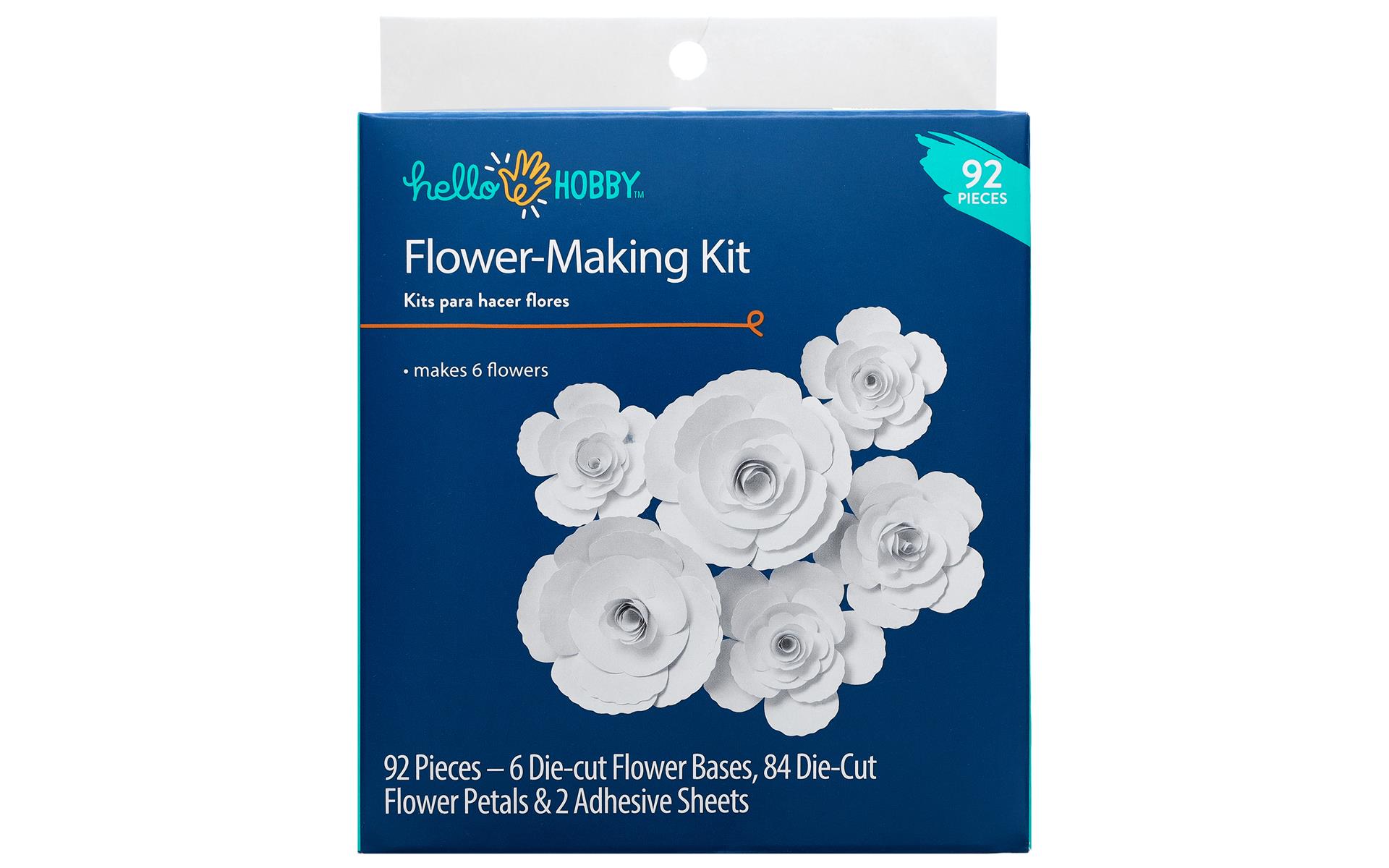 Leisure Arts Hello Hobby White Paper Flower Craft Kit, 90 Pieces Adult,  Unisex
